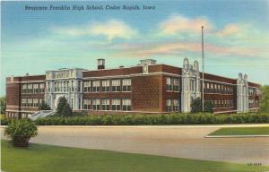 Linen Postcard; Benjamin Franklin High School, Cedar Rapids IA Linn County