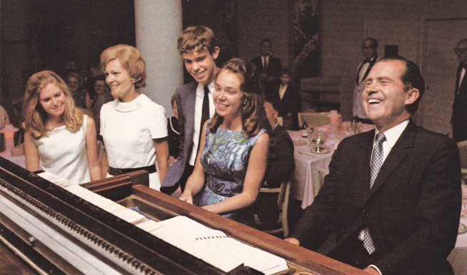 President Richard Nixon and Family at Piano - Reminder to Vote