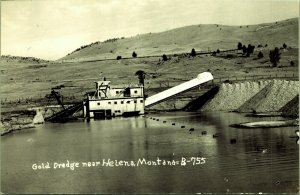 RPPC Gold Dredge near Helena Montana Real Photo Postcard Chevrolet