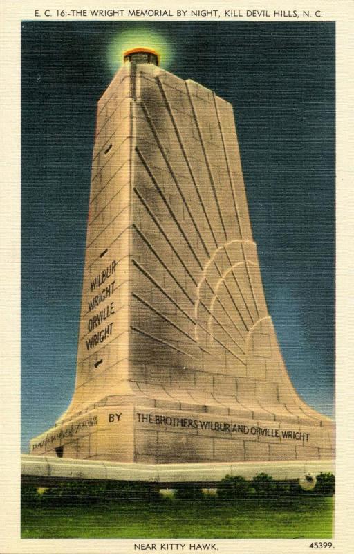 NC - Kill Devils Hill near Kitty Hawk. The Wright Brothers Monument at Night