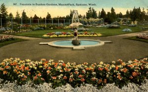 WA - Spokane. Manito Park, Sunken Gardens, Fountain