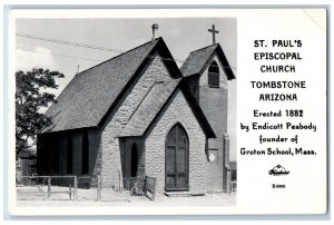 Tombstone Arizona AZ Postcard St. Paul's Episcopal Church c1950's RPPC Photo
