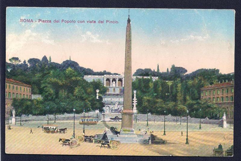 People's Plaza w/view of Pincio Rome Italy unused c1910's