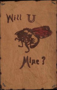 Bee Mine Bumble Bee Real Leather Novelty c1910 Vintage Postcard