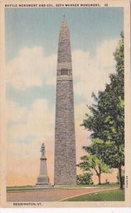 Vermont Bennington Battle Monument and Colonel Seth Warner Monument 1937 Curt...