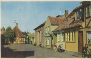 Row Of Bicycles at Odense Hans Jensens Strade Denmark Old Postcard
