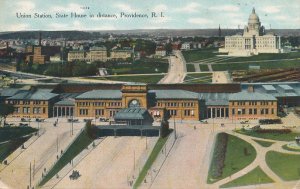 Union Railroad Station and the State House Providence RI Rhode Island pm 1909 DB