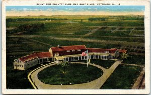 1920s Aerial View Sunny Side Country Club and Golf Links Waterloo IA Postcard