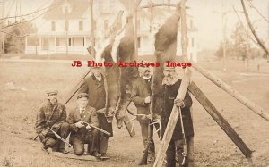 VT, Saint Johnsbury, Vermont, RPPC, Hunters with their Buck & Does, Deer