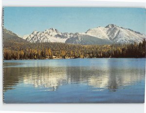 Postcard Panorama of the mountain lake Strbské pleso, The High Tatras, Slovakia