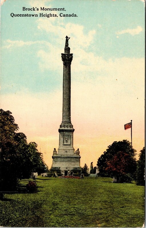 Brocks Monument Queenstown Heights Canada Antique Postcard PM Buffalo NY Cancel  