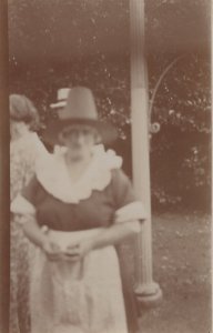 Welsh Lady Hat Garden Servant Antique Real Photo Postcard