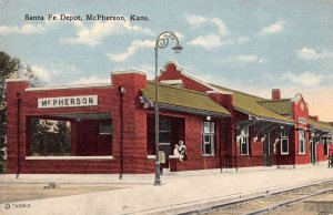 McPherson Kansas Santa Fe Station Depot Vintage Postcard AA17643