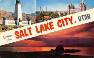 SALT LAKE CITY Utah Large Letter Greetings 1958 Chrome Vintage Postcard