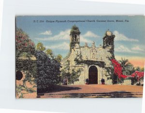 Postcard Unique Plymouth Congregational Church Coconut Grove Miami Florida USA