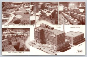 Interior~Cincinnati Ohio~Hotel Alms~Terrace Garden~Coffee Shop~1950s Postcard