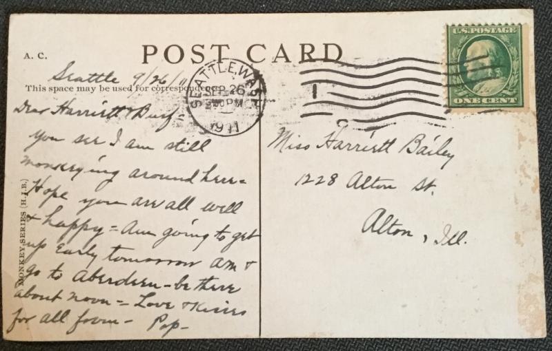 Vintage Postcard Used Monkey “Still Hanging Around Here..” LB