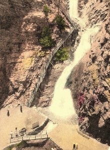 1935 The Seven Falls Colorado Vintage Hand-Colored Standard View Postcard 