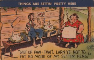 hillbilly postcard: Things Are Settin' Pretty Here (franked)