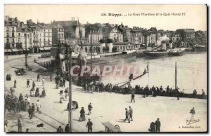 Old Postcard Dieppe Ferry Terminal and the Quai Henri IV