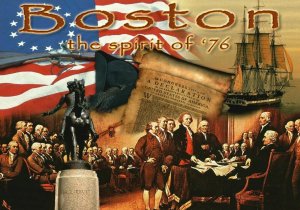 Vintage Postcard Historic & Patriotic Destination Freedom Trail to Faneuil MA