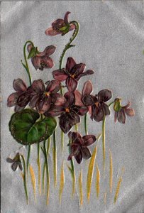 Vintage Embossed Foil Flower Art Nouveau Postcard