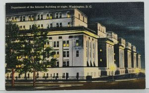 Washington DC Department of the Interior Building at Night c1941 Postcard M18