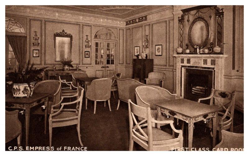 C.P.S. Empress of France ,Canadian Pasific Steamship Ltd. ,1st Class Card Room