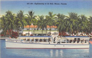 Motor Boat Launch Miami Florida 1946 linen postcard