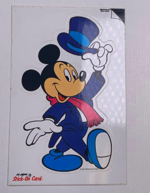Disney Postcard Mickey Mouse Sticker Stick on Card Blue Suit + Top Hat