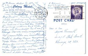 1958 Colony Motel, Hobart, IN Postcard *5F(2)32