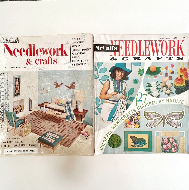 McCall's Needlework Crafts Magazine Ephemera Lot Damaged 1956-1972 For Craft BGS