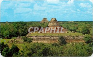 Modern Postcard El Caracol Observatorio Maya y El Castillo al fondo Yucatan M...
