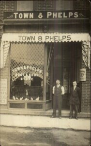 Fair Haven VT Town & Phelps Boot & Shoe Store c1910 Real Photo Postcard