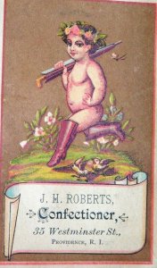 1870s Cute Cherub 4 Seasons Spring, J.H Roberts Confectioner, Providence, RI  F8