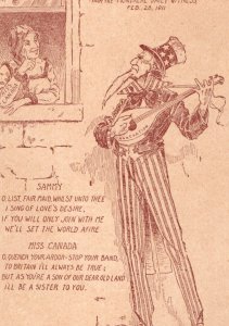 1911 Uncle Sam Political Canadian Annexation Canada Vintage Postcard P35 