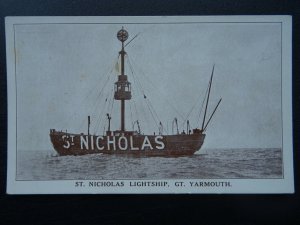 Norfolk Gt. Yarmouth ST. NICHOLAS LIGHTSHIP - Old Postcard