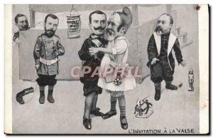 Old Postcard Satirical Policy l & # 39invitation a waltz Alfonso XIII Loubet ...