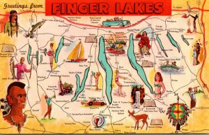 New York Greetings From The Finger Lakes With Map