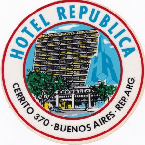 Argentina Buenos Aires Hotel Republica Vintage Luggage Label sk2478