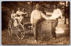 K50/ Interesting RPPC Postcard c1910 Americana Men Family Wagon Cart 27