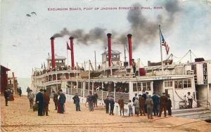 Excursion Boats Jackson Street 1909 St Paul Minnesota Hammon postcard 9581