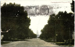 1908 CHEYENNE WYOMING CAPITOL AVENUE EARLY POSTCARD 41-109