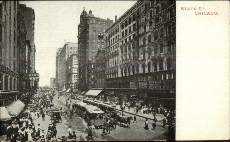 Chicago IL State St. Trolleys c1905 Postcard