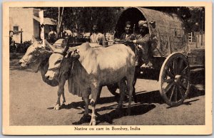 1924 Native Ox Cart In Bombay India Posted Postcard