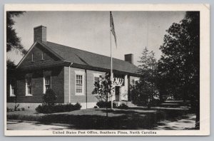 Southern Pines North Carolina~US Post Office~Doors Open~1940s B&W Postcard