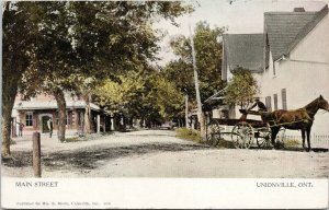 Main Street Unionville ON Ontario Markham Horse Wagon c1909 Postcard F71