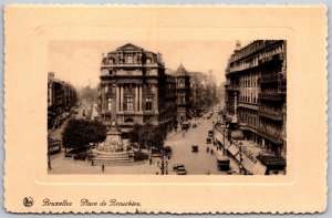 Vtg Bruxelles Place de Brouckere Anspach Monument Brussels Belgium Postcard