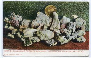 British Columbia Premier Industry Gold Nuggets Canada 1909 postcard