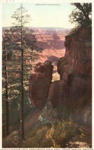 Vintage Postcard 1920's Canyon Vista from Bright Angel Trail Grand Canyon ARI